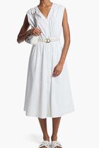 Stretch Cotton Belted Midi Dress