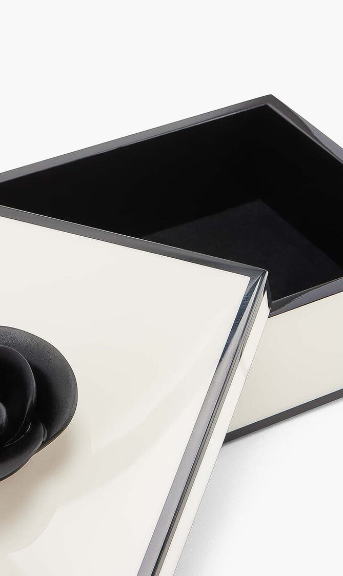 صندوق من البورسلين بمقبض على شكل زهرة سوداء