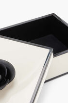 صندوق من البورسلين بمقبض على شكل زهرة سوداء