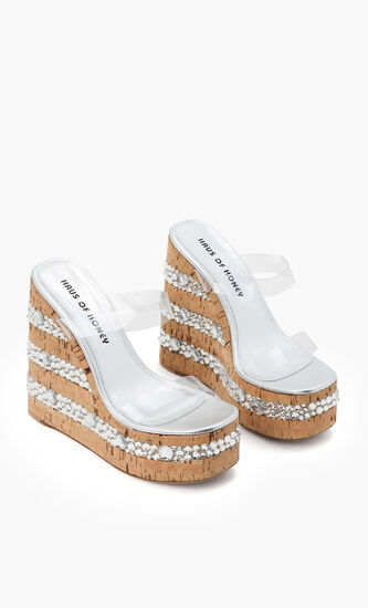 Crystal Embellished Wedge Sandals