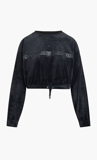 QUINN CROP CREW WITH CHEST TAPE DETAILS