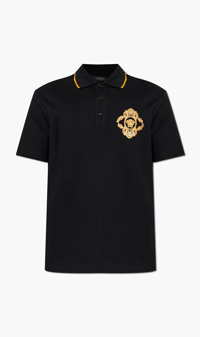 POLO PIQUET FABRIC ARCHITECTURAL BAROCCO CREST EMBROIDERY