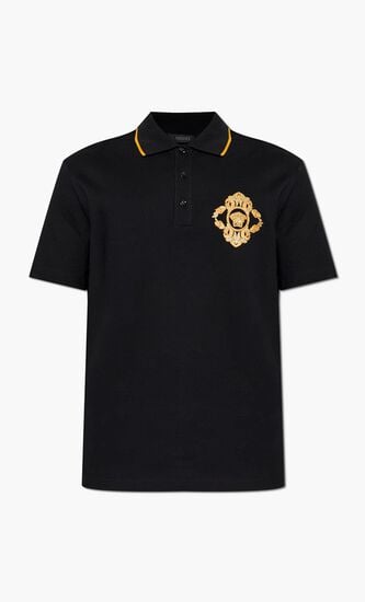 POLO PIQUET FABRIC ARCHITECTURAL BAROCCO CREST EMBROIDERY