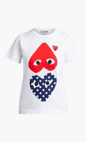 Contrast Double Heart Print T-shirt
