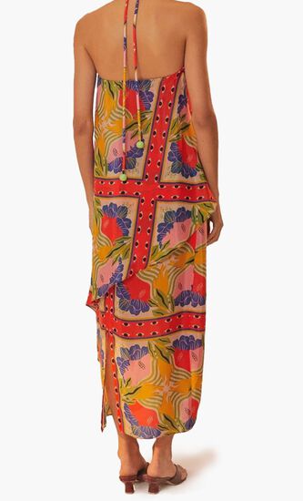 Sand Surreal Scarf Sleeveless Maxi Dress