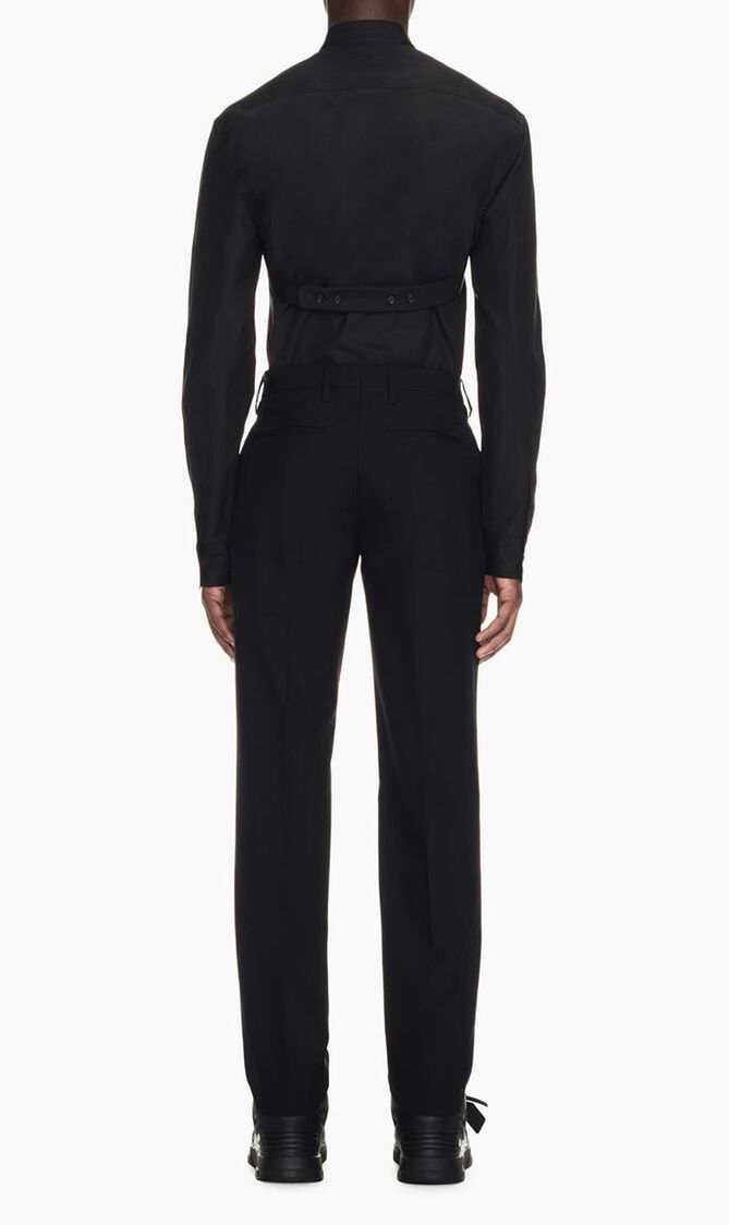 OW EMB HEAVYCOT FRONT COLLAR BLACK BLACK