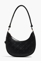 T Monogram Leather Crescent Bag