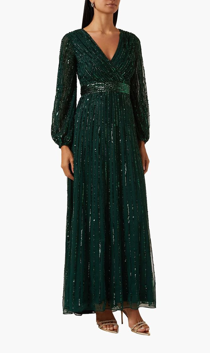 Sequinned Wrap Gown