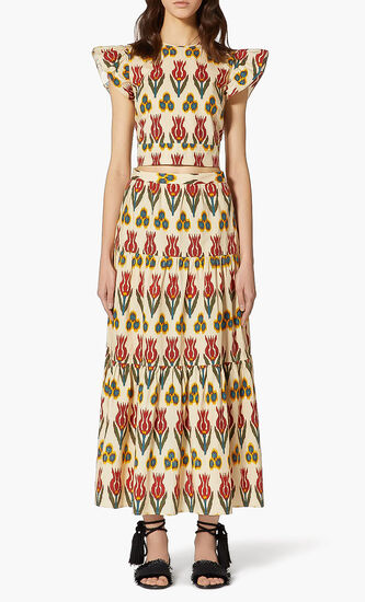 Ikat Tulips Crop Top
