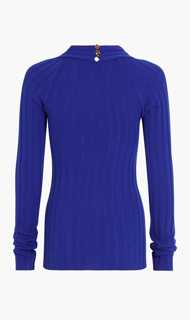 KNIT SWEATER LS SOFT RIB XNECK SOLID BLUE