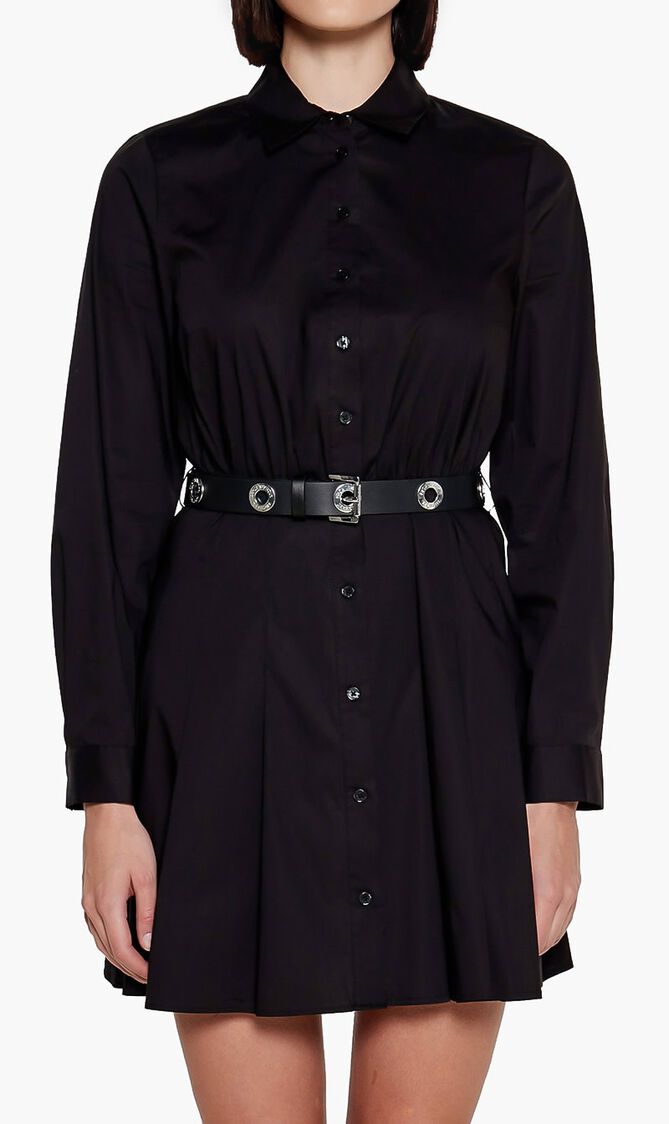 POPLIN PLEATED MINI DRESS