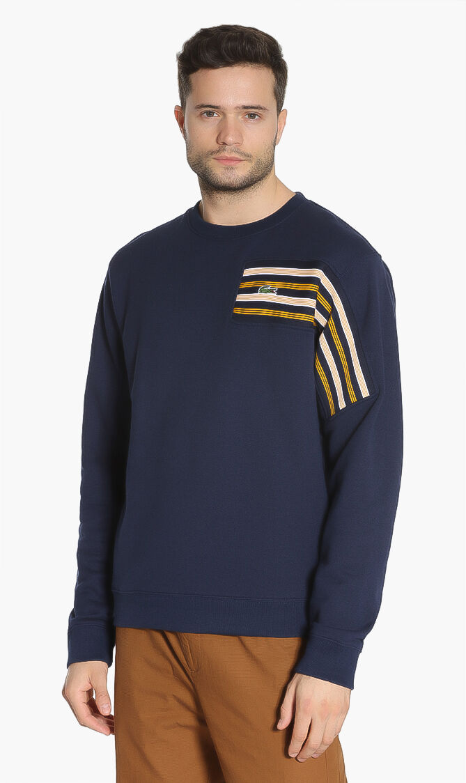 Striped Panel Cotton Fleece Sweatshirt