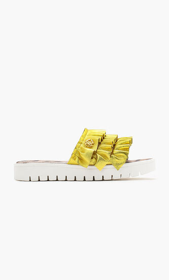 Ruffle Strap Slides