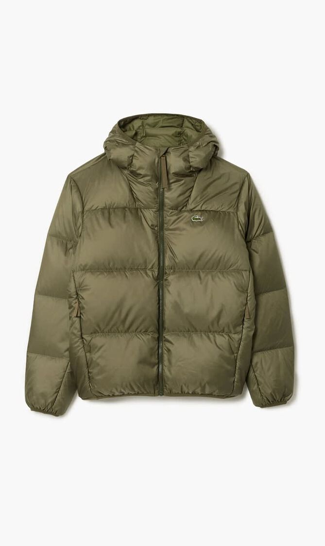 Short Water-Repellent Hooded Puffed Jacket