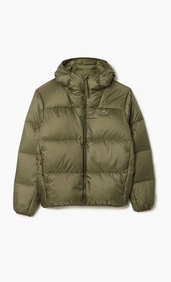 Short Water-Repellent Hooded Puffed Jacket