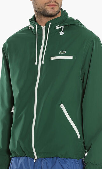 Lightweight Water-Resistant Hooded Windbreaker