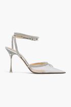 CRYSTAL HEART EMBELLISHED HIGH HEELS 100MM