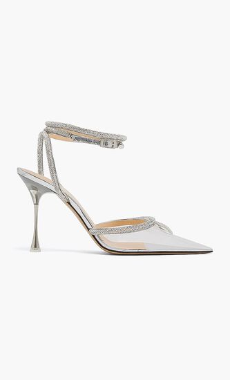 CRYSTAL HEART EMBELLISHED HIGH HEELS 100MM