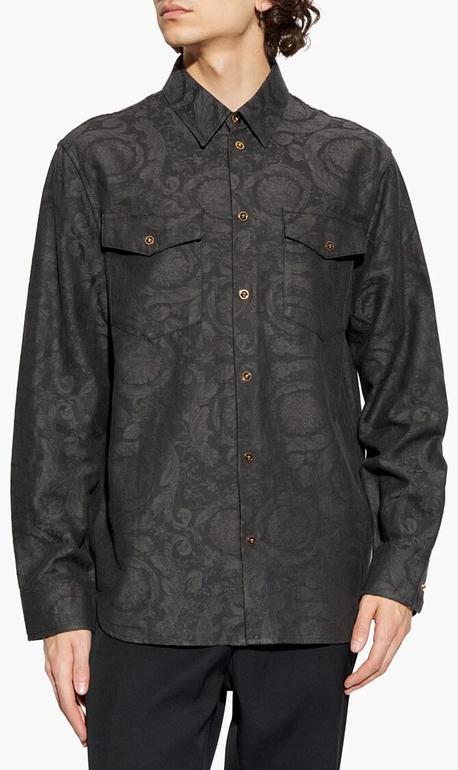 SHIRT DENIM CHAMBRAY COTTON VISCOSE BAROCCO JACQUARD