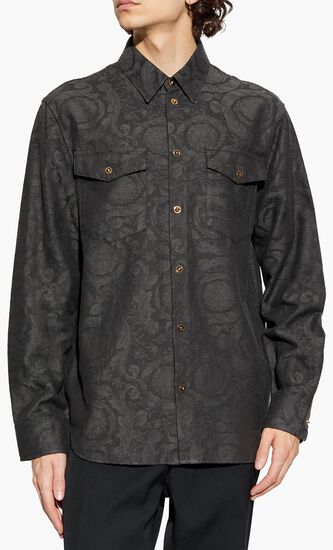 SHIRT DENIM CHAMBRAY COTTON VISCOSE BAROCCO JACQUARD