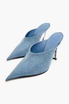 Denim mule heel sandals
