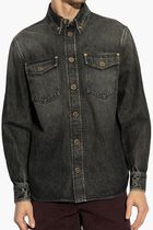 SHIRT DENIM STONE WASH BLACK DENIM FABRIC