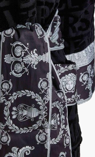 CRYSTAL I LOVE BAROQUE GROOM BATHROBE BLACK