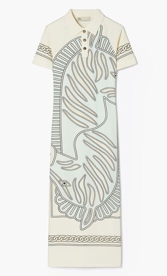PRINTED MESH POLO DRESS