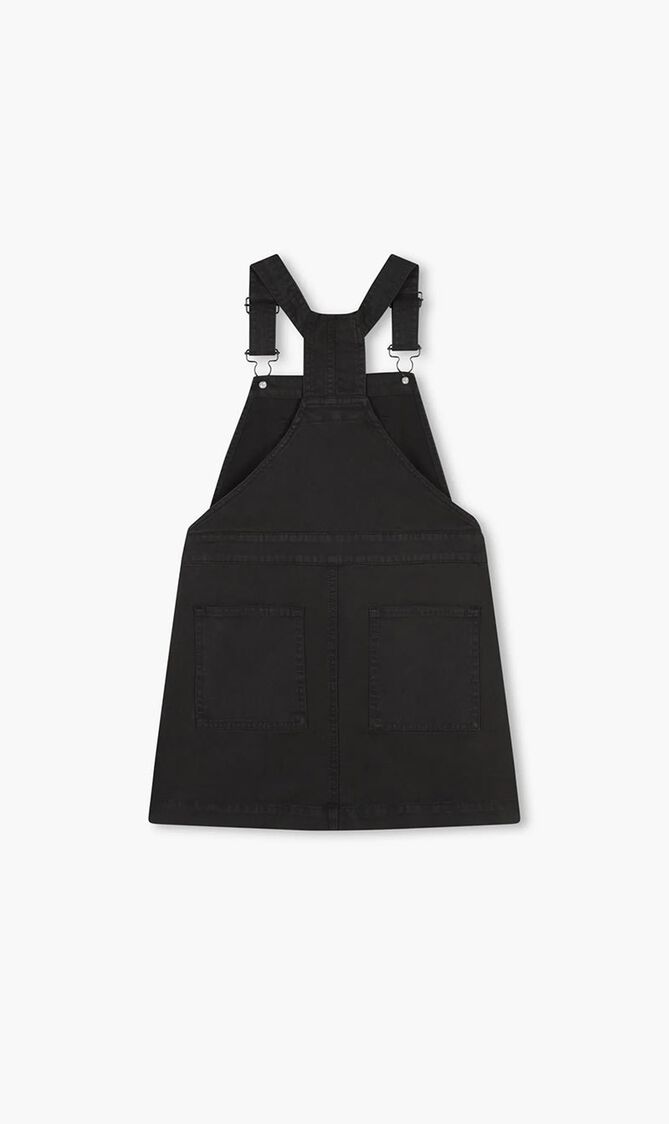 Logo Embroidered Denim Dungaree Dress
