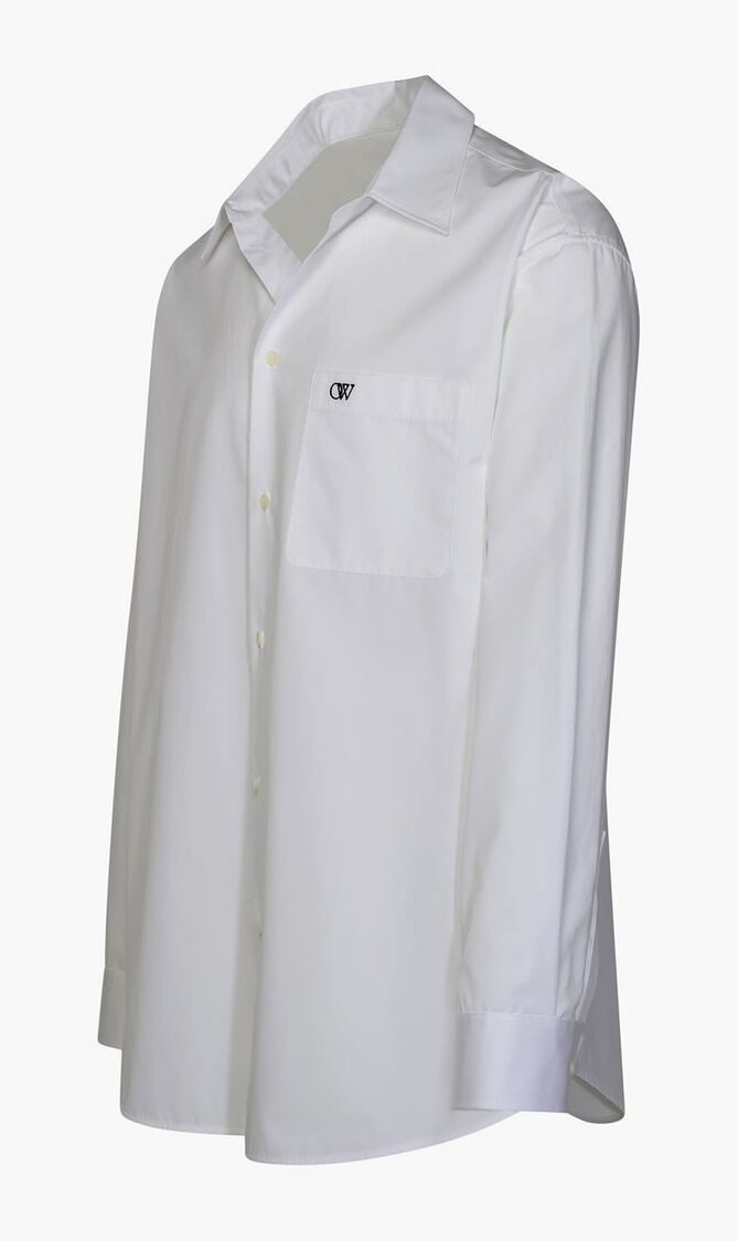 OW EMB HEAVYCOT OVERSHIRT WHITE BLACK