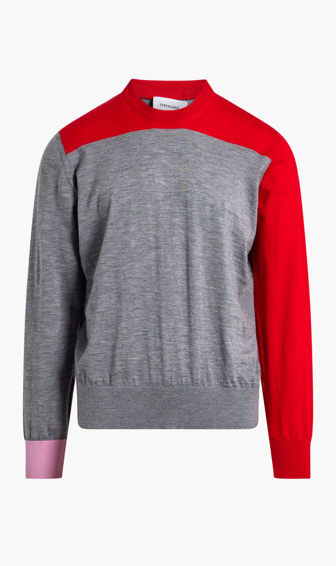 COLOR BLOCK LONG SLEEVES ROUND-NECK