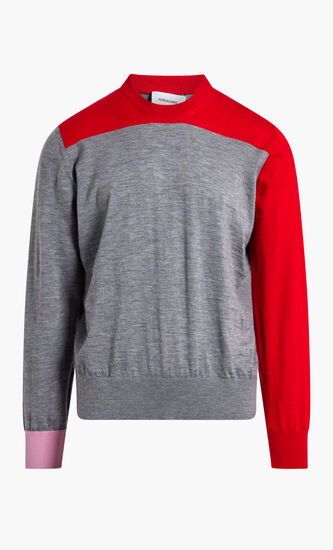 COLOR BLOCK LONG SLEEVES ROUND-NECK