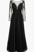 Long Sleeve Embellished Gown