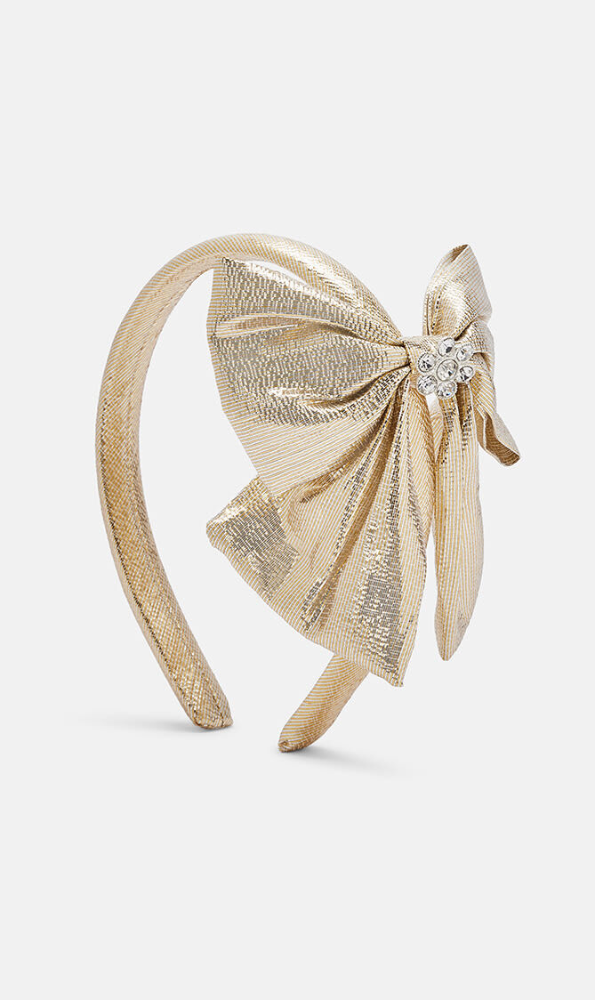 GOLD METALLIC BOW HEADBAND
