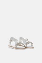 CRYSTAL BRAID BAND EMBELLISHED LEATHER SANDAL
