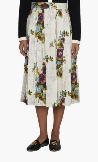 Pleated Floral Skirt