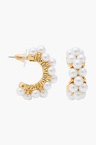 Pearl Cluster Pierced Hoop Earrings