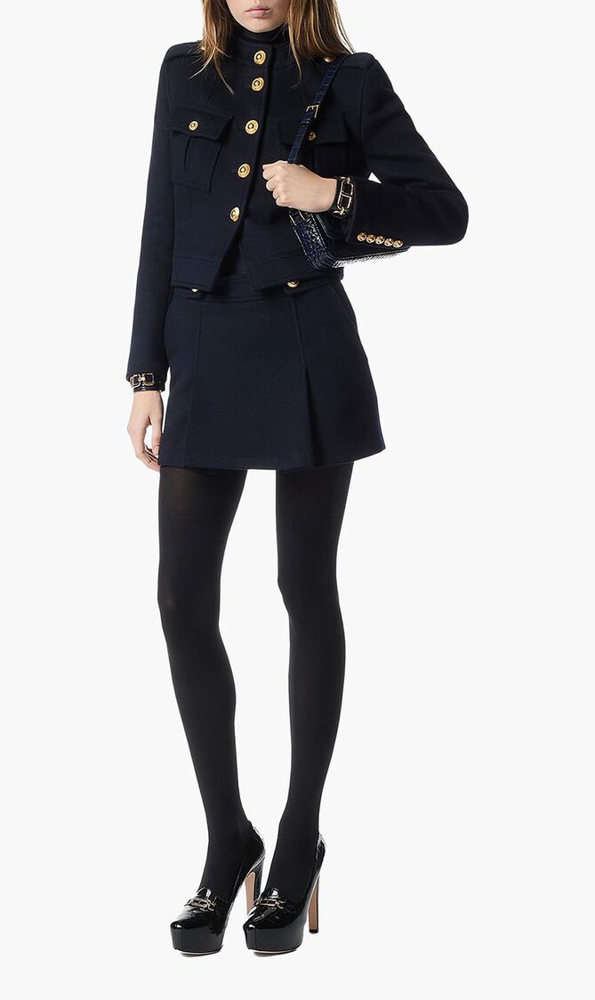 Front Pleat Mini Skirt