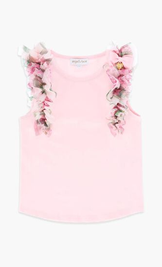 Toni Roses Ruffle Trim Top