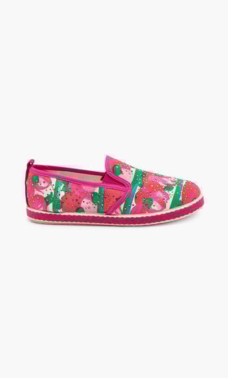 Pink Flower Embellished Beads Flat Shoes