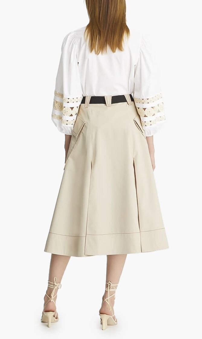 POPLIN PLEATED SKIRT