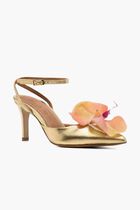 FLOWER GOLD LEATHER PUMPS