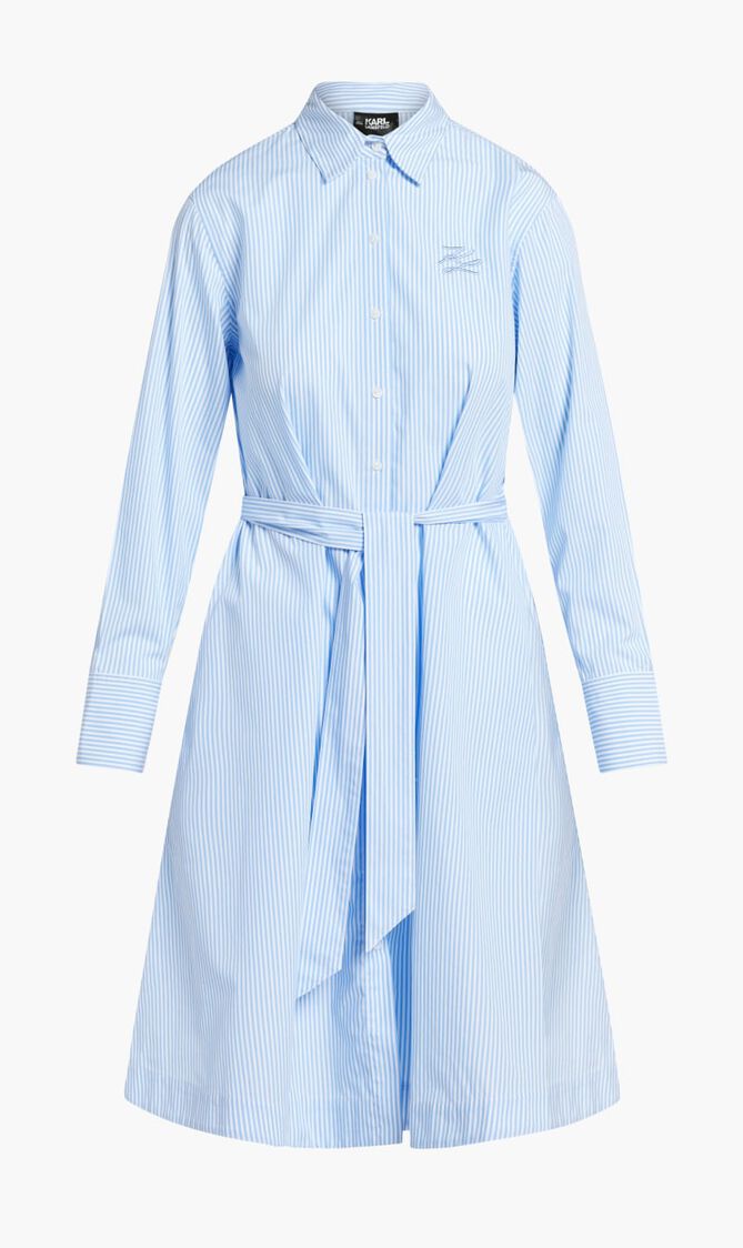 Stripe Embroidery Shirtdress