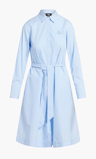 Stripe Embroidery Shirtdress