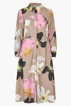 Waist Gather Shirt Midi Dress