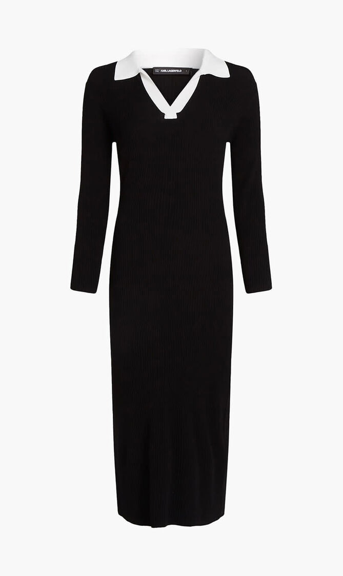 Long Sleeve Polo Knit Dress