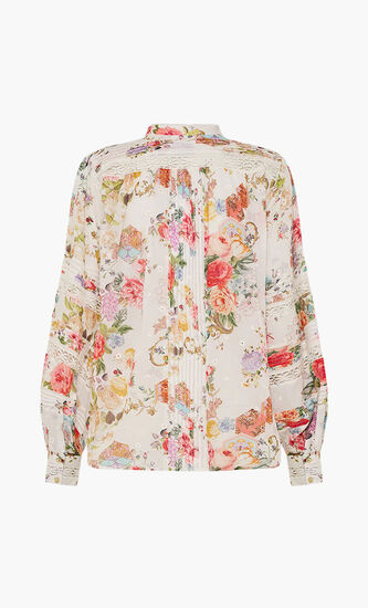 Blouson Sleeve Blouse with Yoke and Pintucks