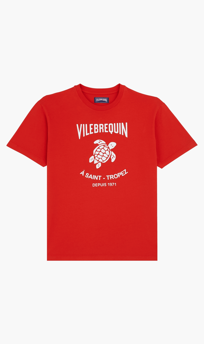 Printed Turtle Logo Cotton T Shirt