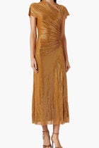 Rhinestone Draped Midi Dress