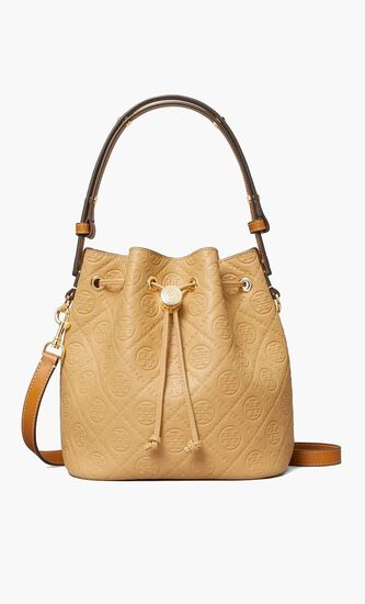 T MONOGRAM PEBBLE BUCKET BAG
